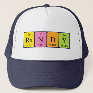 Camionero Gorra de nombres de tabla periódica aleatoria
