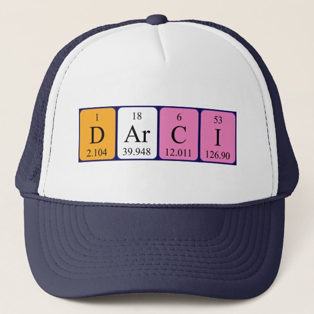 Camionero Gorra de nombres de tabla periódica Darci (Anverso)