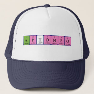 Camionero Gorra de nombres de tabla periódica de Alphonso