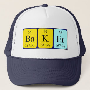 Camionero Gorra de nombres de tabla periódica de Baker