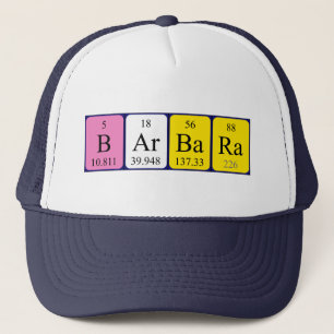 Camionero Gorra de nombres de tabla periódica de Barbara