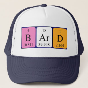 Camionero Gorra de nombres de tabla periódica de barras