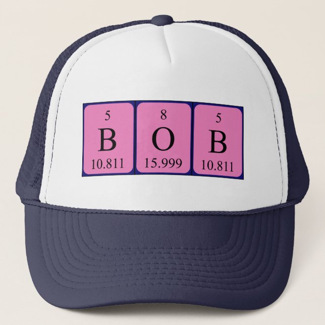 Camionero Gorra de nombres de tabla periódica de Bob (Anverso)