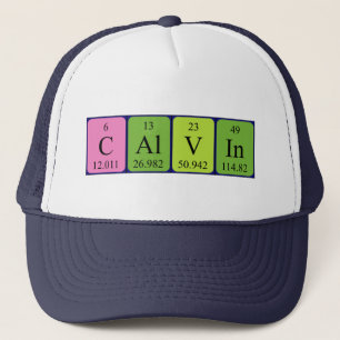 Camionero Gorra de nombres de tabla periódica de Calvin