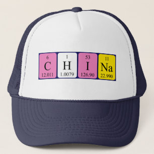 Camionero Gorra de nombres de tabla periódica de China