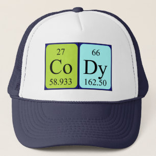 Camionero Gorra de nombres de tabla periódica de Cody