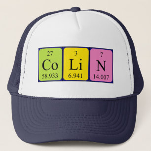 Camionero Gorra de nombres de tabla periódica de Colin