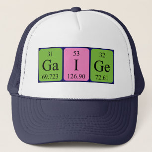 Camionero Gorra de nombres de tabla periódica de Gaige