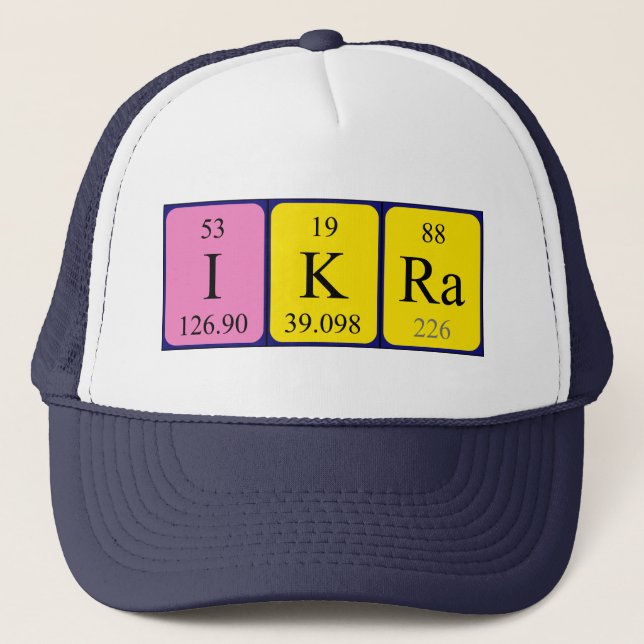 Camionero Gorra de nombres de tabla periódica de Ikra (Anverso)