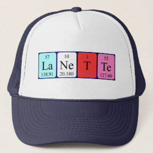 Camionero Gorra de nombres de tabla periódica de Lanette