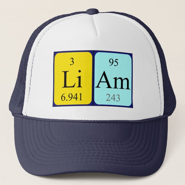 Camionero Gorra de nombres de tabla periódica de Liam (Anverso)