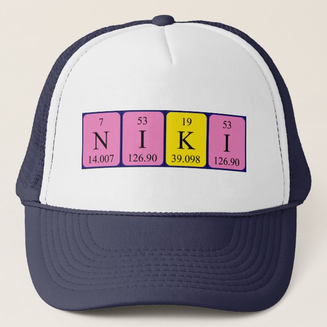 Camionero Gorra de nombres de tabla periódica de Niki (Anverso)