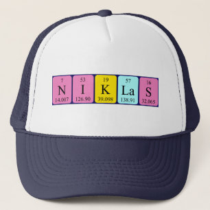 Camionero Gorra de nombres de tabla periódica de Niklas
