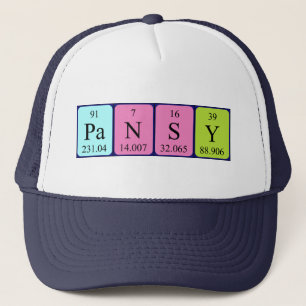 Camionero Gorra de nombres de tabla periódica de Pansy