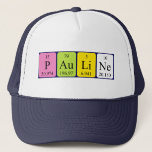 Camionero Gorra de nombres de tabla periódica de Pauline