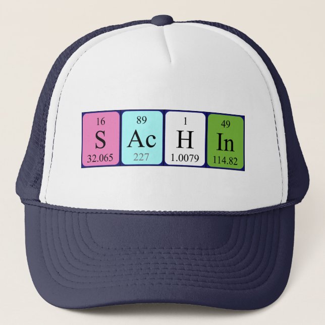 Camionero Gorra de nombres de tabla periódica de Sachin (Anverso)