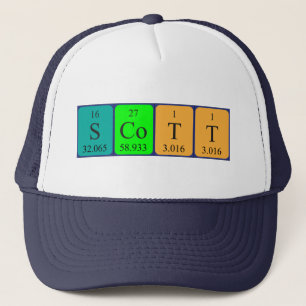 Camionero Gorra de nombres de tabla periódica de Scott