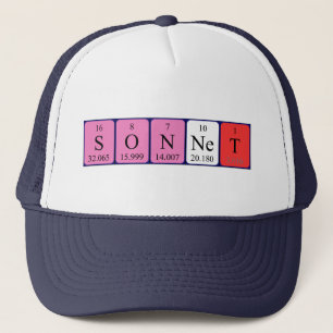 Camionero Gorra de nombres de tabla periódica de Sonnet