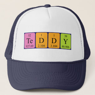 Camionero Gorra de nombres de tabla periódica de Teddy