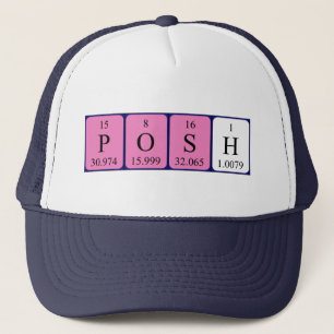 Camionero Gorra de nombres de tabla periódica de texto