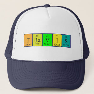 Camionero Gorra de nombres de tabla periódica de Travis