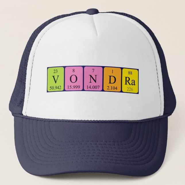Camionero Gorra de nombres de tabla periódica de Vondra (Anverso)