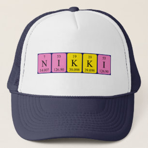 Camionero Gorra de nombres de tabla periódica Nikki