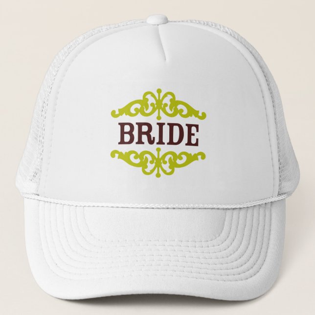 Camionero Gorra de novia (chocolate marrón y chartreuse) (Anverso)