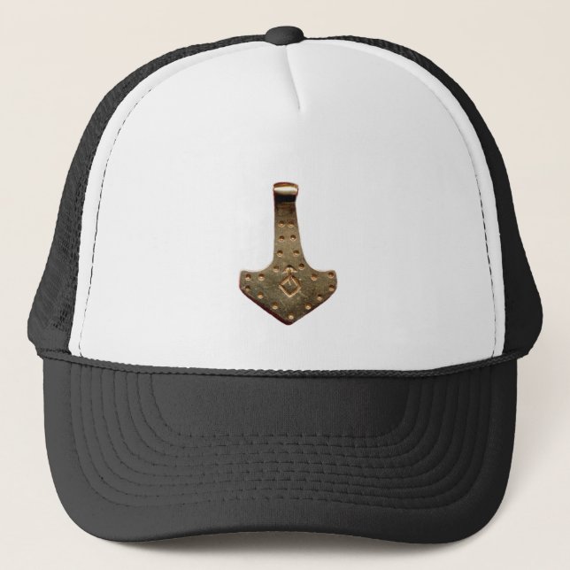 Camionero Gorra de oro Thor Hammer negro y blanco (Anverso)