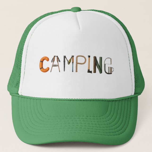 Camionero Gorra de palabras de acampada (Anverso)