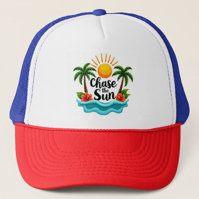 Camionero Gorra de palma tropical 'Persigue el Sol' (Anverso)