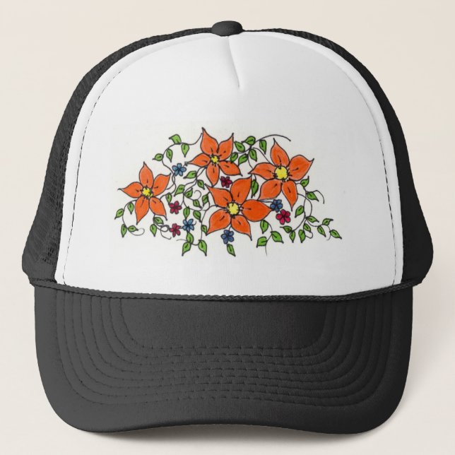 Camionero Gorra de parches de flores (Anverso)