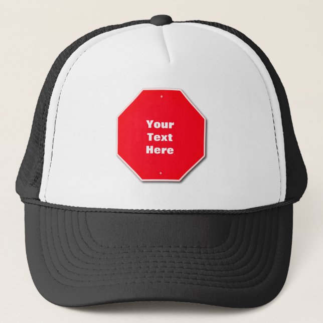 Camionero Gorra de personalizable - Rótulo rojo 'Stop' (Anverso)