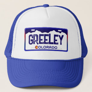 Camionero Gorra de placa de matrícula azul de Greeley Colora