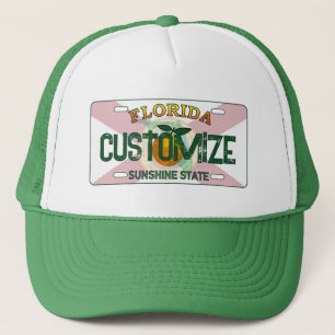 Camionero gorra de placa de matrícula de bandera de Florida,