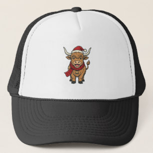 Camionero Gorra de Santa de vaca de las Highlands de Navidad