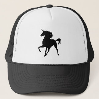 Camionero Gorra de silueta de Unicornio negro
