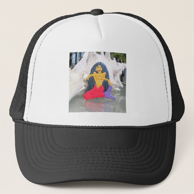 Camionero gorra de sirena de pelo negro (Anverso)