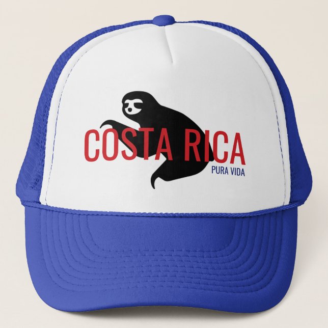 Camionero Gorra de souvenirs de Costa Rica Sloth | Azul (Anverso)