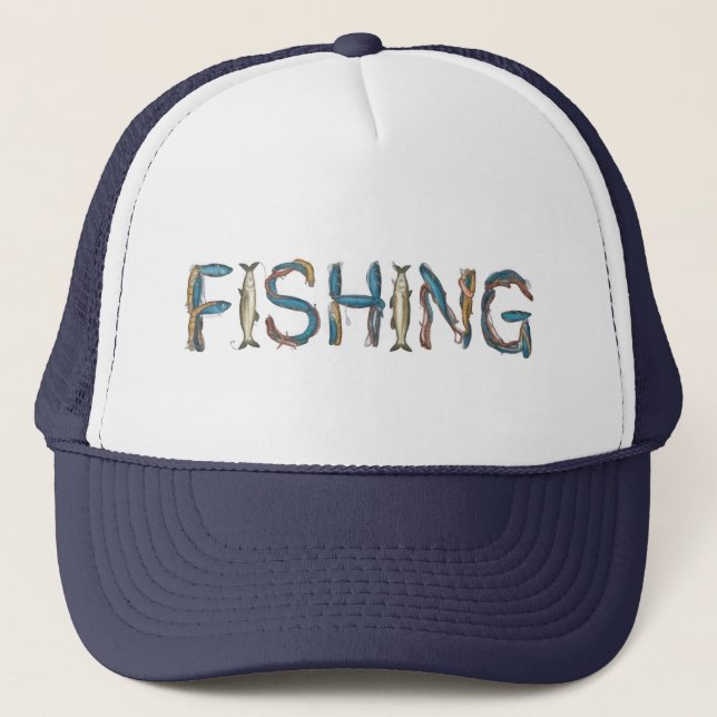 Camionero Gorra de texto de pesca (Anverso)