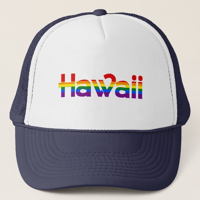 Camionero Gorra de texto del arco iris de Hawái (Anverso)