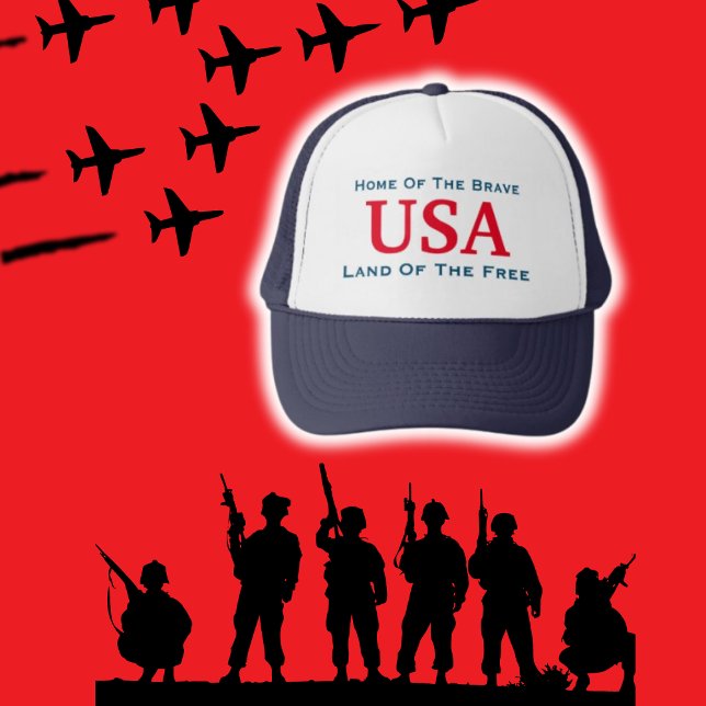 Camionero Gorra de veterano conservador de EE. UU. (Home Of The Brave Patriotic USA Hat)