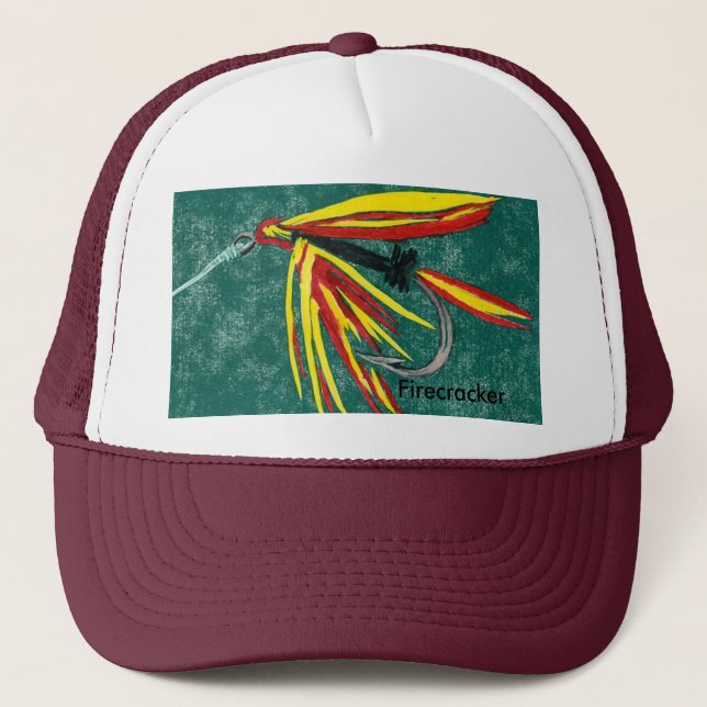 Camionero Gorra de Vuelo Clásico de Trucha "Firecracker" (Anverso)