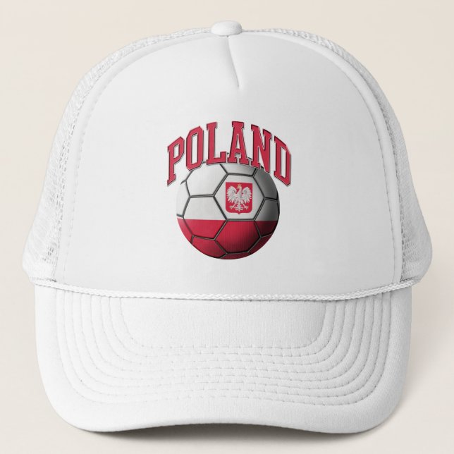 Camionero Gorra del balón de fútbol de la bandera de Polonia (Anverso)