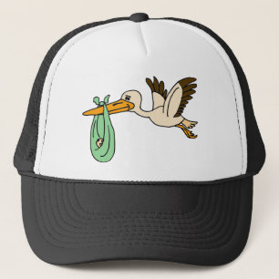 Camionero Gorra del bebé de la cigüeña que lleva divertid