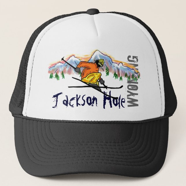 Camionero Gorra del esquí de Jackson Hole Wyoming (Anverso)