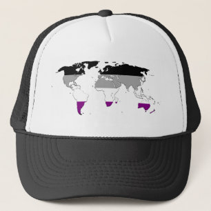 Camionero Gorra del mapa del mundo del orgullo de asexualida