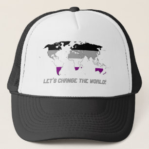 Camionero Gorra del mapa del mundo del orgullo de asexualida