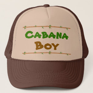 Camionero Gorra del muchacho de la cabaña con el bambú