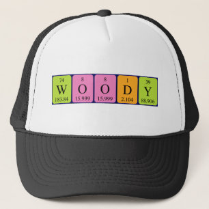 Camionero Gorra del nombre de la tabla periódica de Woody